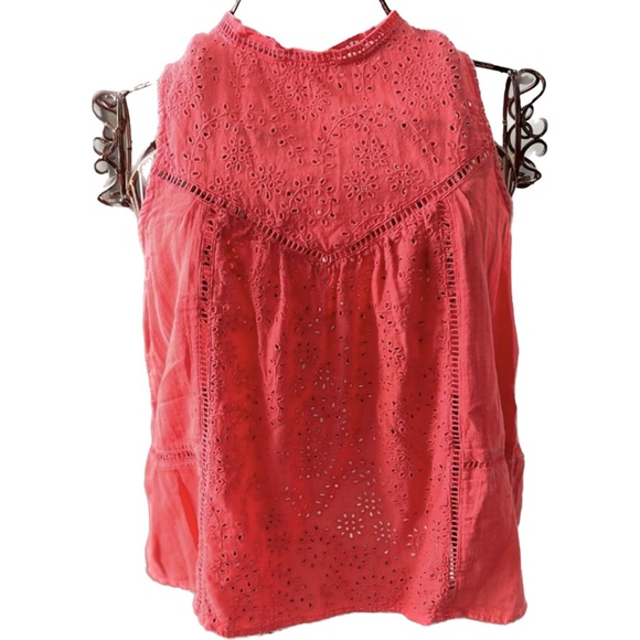 Abercrombie and Fitch Peach/Red Open Back Sleeveless Summer Crochet Top Size XS - Picture 2 of 12